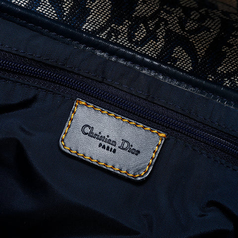 Christian Dior Trotter Saddlebag Canvas Shoulder Bag Navy WS21932