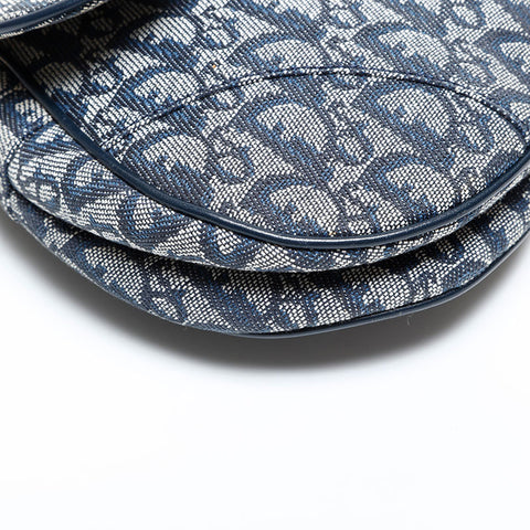 Christian Dior Trotter Saddlebag Canvas Shoulder Bag Navy WS21932