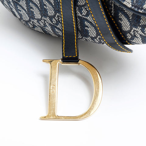 Christian Dior Trotter Saddlebag Canvas Shoulder Bag Navy WS21932