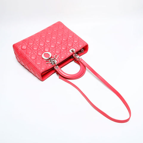 Christian Dior 2way Lambskin Lady Large Handbag pink WS21933