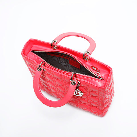 Christian Dior 2way Lambskin Lady Large Handbag pink WS21933