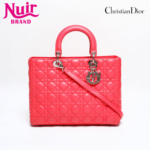 Christian Dior 2way Lambskin Lady Large Handbag pink WS21933