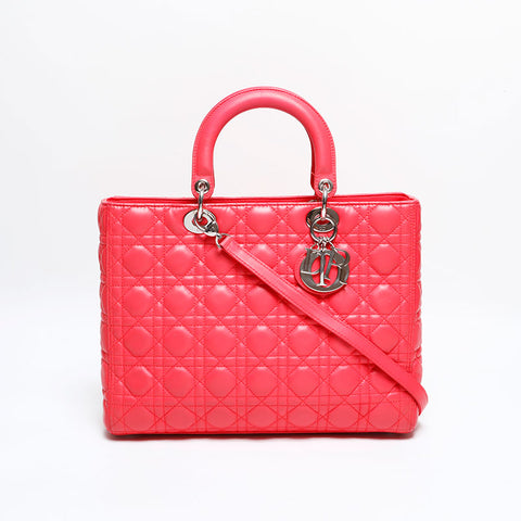 Christian Dior 2way Lambskin Lady Large Handbag pink WS21933