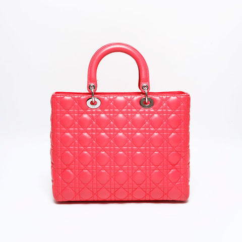 Christian Dior 2way Lambskin Lady Large Handbag pink WS21933