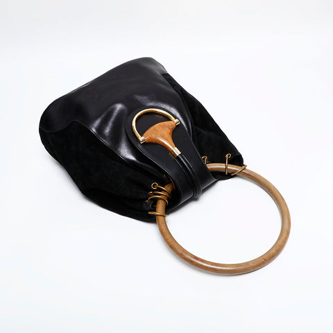 GUCCI Suede leather Handbag black WS21935