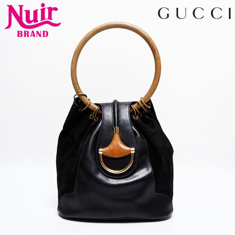 GUCCI Suede leather Handbag black WS21935