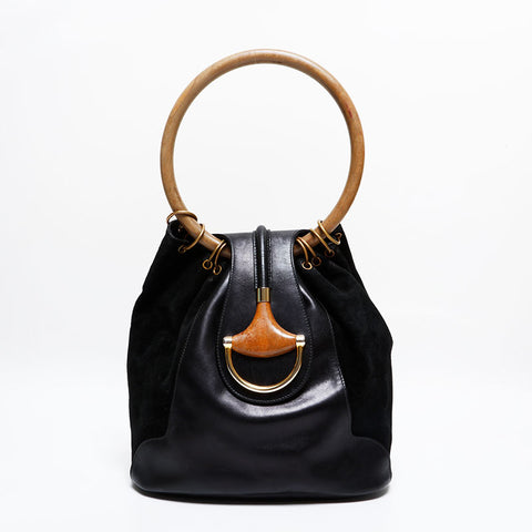 GUCCI Suede leather Handbag black WS21935