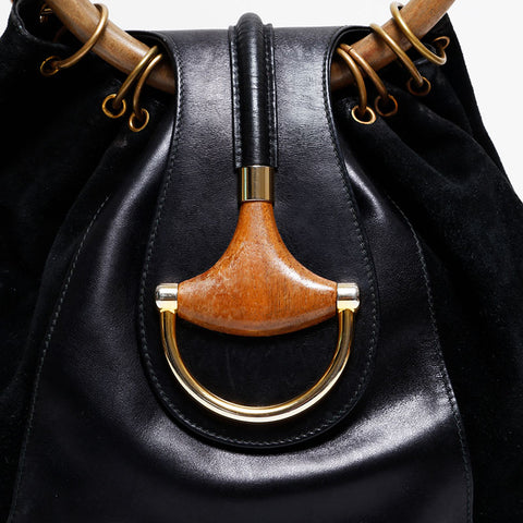 GUCCI Suede leather Handbag black WS21935