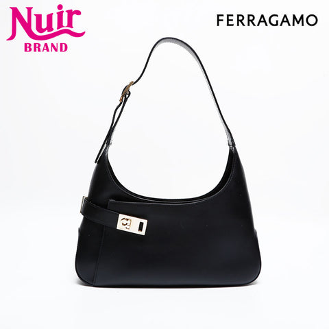 Salvatore Ferragamo Leather Gancini Shoulder Bag black WS21937