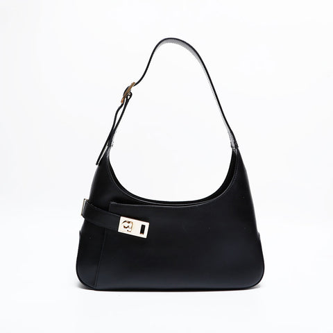 Salvatore Ferragamo Leather Gancini Shoulder Bag black WS21937