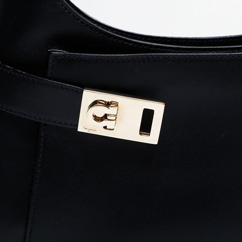 Salvatore Ferragamo Leather Gancini Shoulder Bag black WS21937