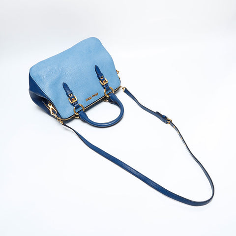 Miu Miu Leather 2way Handbag blue WS21938