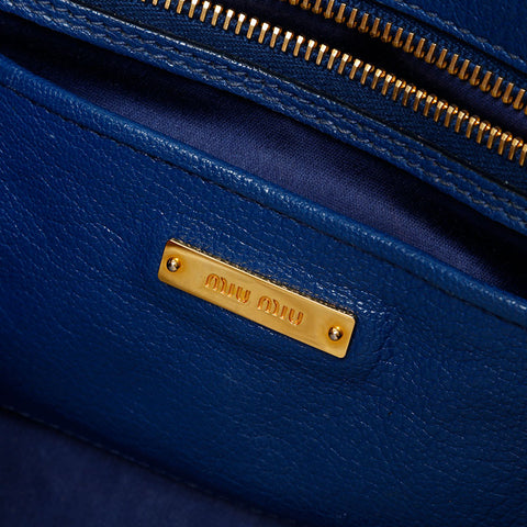 Miu Miu Leather 2way Handbag blue WS21938