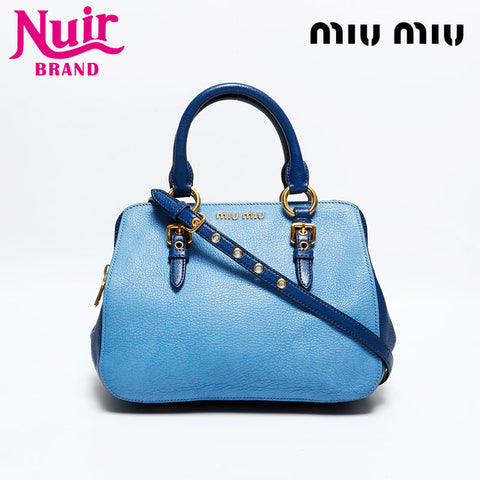 Miu Miu Leather 2way Handbag blue WS21938