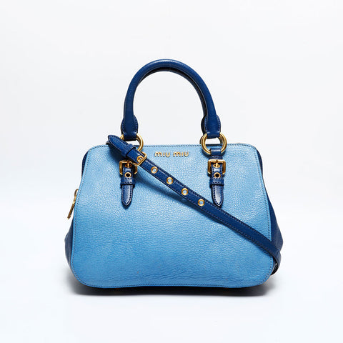 Miu Miu Leather 2way Handbag blue WS21938