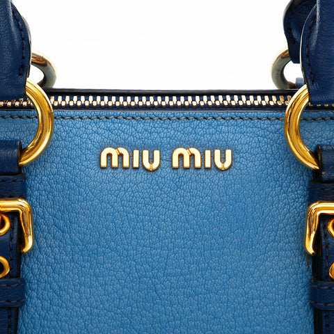 Miu Miu Leather 2way Handbag blue WS21938