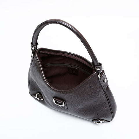 GUCCI Leather Abbey Hobo Shoulder Bag Brown WS21942