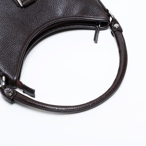 GUCCI Leather Abbey Hobo Shoulder Bag Brown WS21942