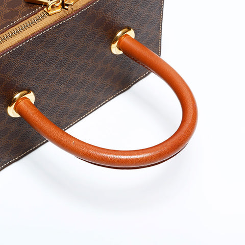 CELINE Macadam Vanity PVC Handbag Brown WS21946