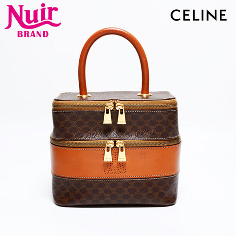 CELINE Macadam Vanity PVC Handbag Brown WS21946