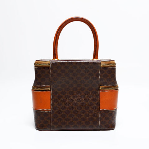 極美品 セリーヌ CELINE マカダム バニティ PVC ハンドバッグ ブラウン WS21946