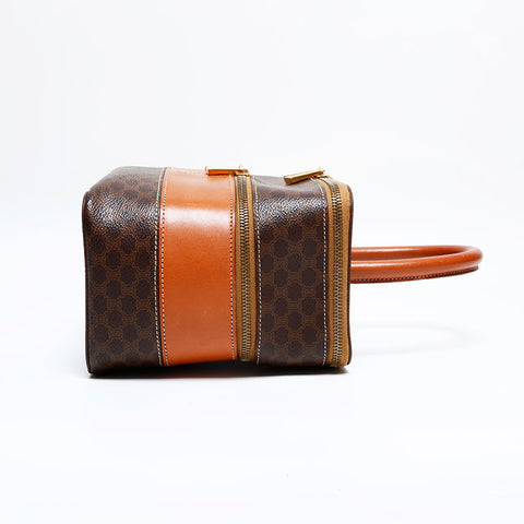 CELINE Macadam Vanity PVC Handbag Brown WS21946