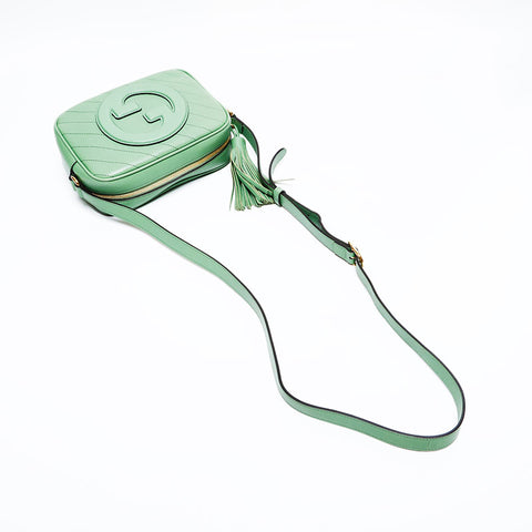 GUCCI Leather Blondie Tassel Camera Shoulder Bag green WS21949