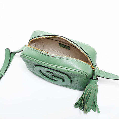 GUCCI Leather Blondie Tassel Camera Shoulder Bag green WS21949