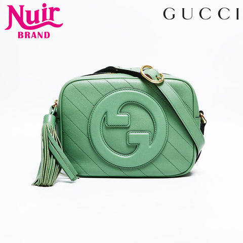 GUCCI Leather Blondie Tassel Camera Shoulder Bag green WS21949