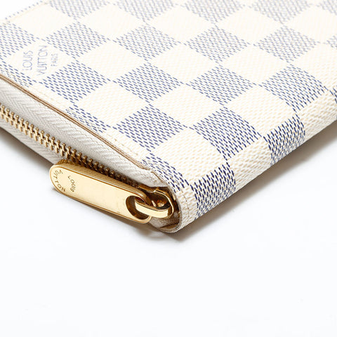 LOUIS VUITTON 2010 Damier Azur Zippy Wallet Purse white WS21952