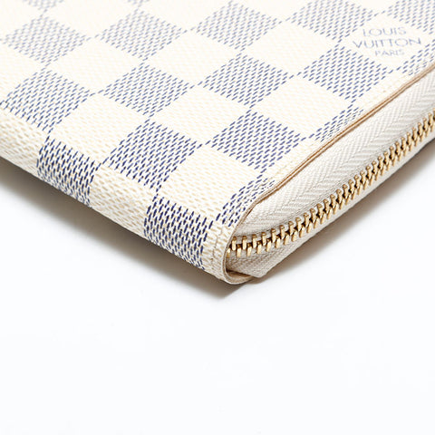 LOUIS VUITTON 2010 Damier Azur Zippy Wallet Purse white WS21952