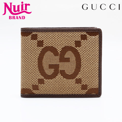 GUCCI Jumbo GG Canvas Compact Bifold Wallet Brown WS21953