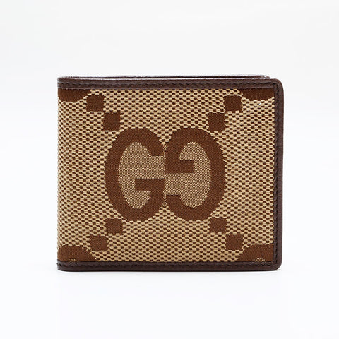 GUCCI Jumbo GG Canvas Compact Bifold Wallet Brown WS21953