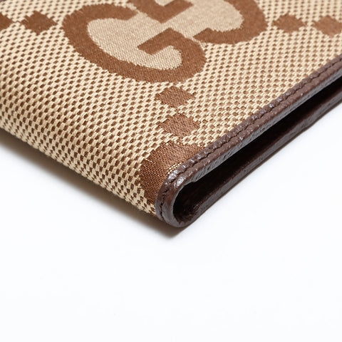GUCCI Jumbo GG Canvas Compact Bifold Wallet Brown WS21953