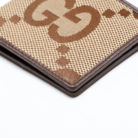 GUCCI Jumbo GG Canvas Compact Bifold Wallet Brown WS21953