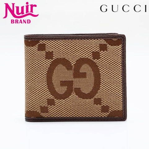 GUCCI Jumbo GG Canvas Compact Bifold Wallet Brown WS21954