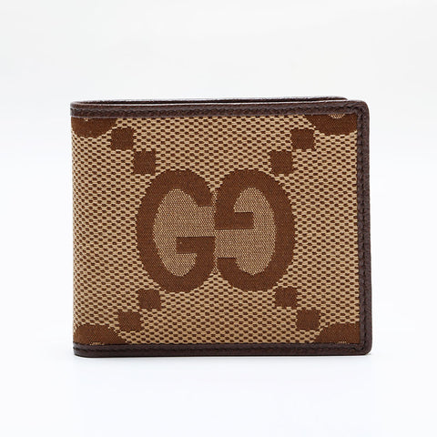 GUCCI Jumbo GG Canvas Compact Bifold Wallet Brown WS21954
