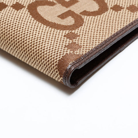 GUCCI Jumbo GG Canvas Compact Bifold Wallet Brown WS21954