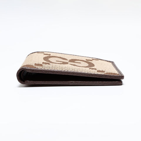 GUCCI Jumbo GG Canvas Compact Bifold Wallet Brown WS21954