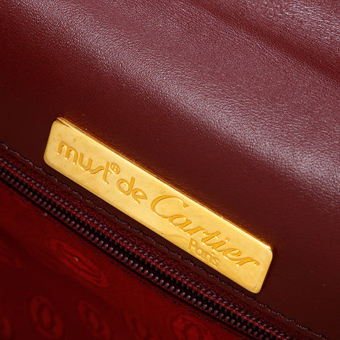 CARTIER Leather Must Do Shoulder Bag Brown WS21963