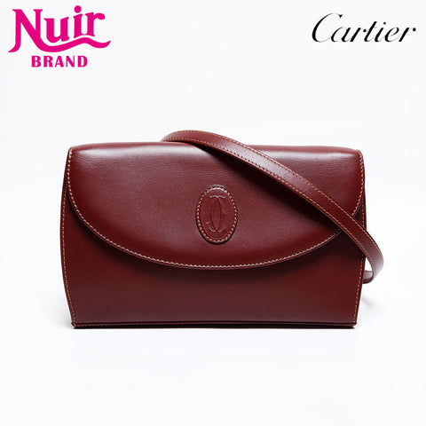 CARTIER Leather Must Do Shoulder Bag Brown WS21963