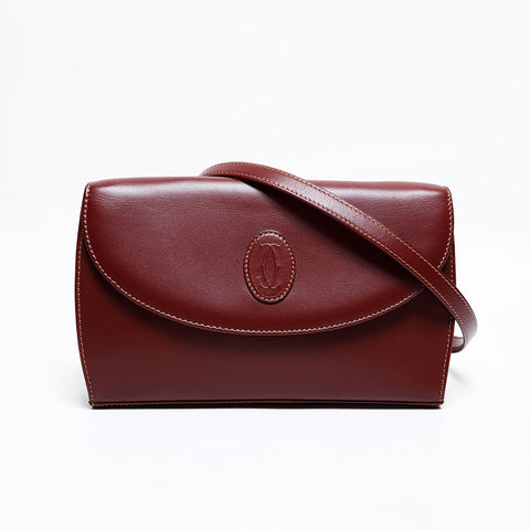 CARTIER Leather Must Do Shoulder Bag Brown WS21963