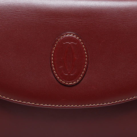 CARTIER Leather Must Do Shoulder Bag Brown WS21963