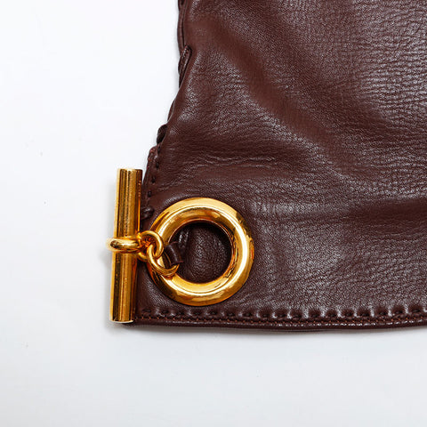 HERMES Lambskin Size:6 1/2 Leather gloves Brown WS21978