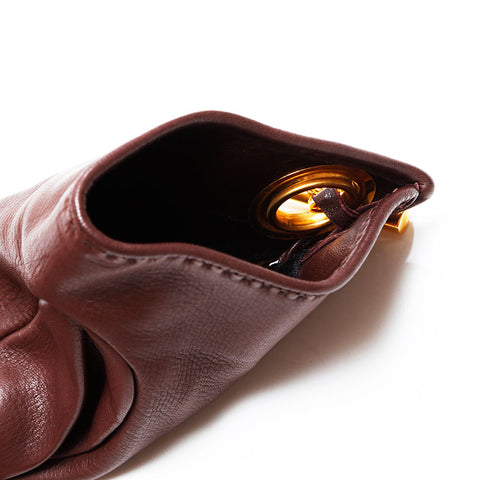 HERMES Lambskin Size:6 1/2 Leather gloves Brown WS21978