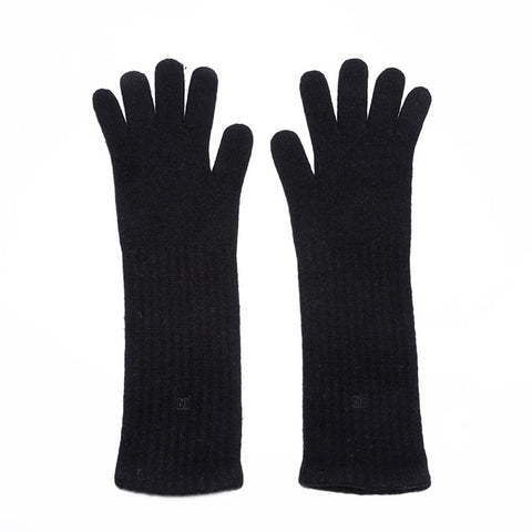 CHANEL COCO Mark cashmere gloves black WS21979