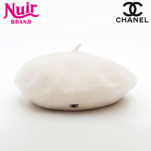 CHANEL COCO Mark 98P Wool 1998 beret Ivory WS21980