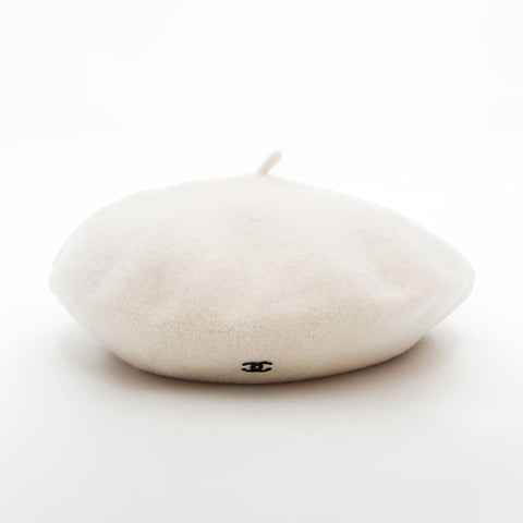 CHANEL COCO Mark 98P Wool 1998 beret Ivory WS21980