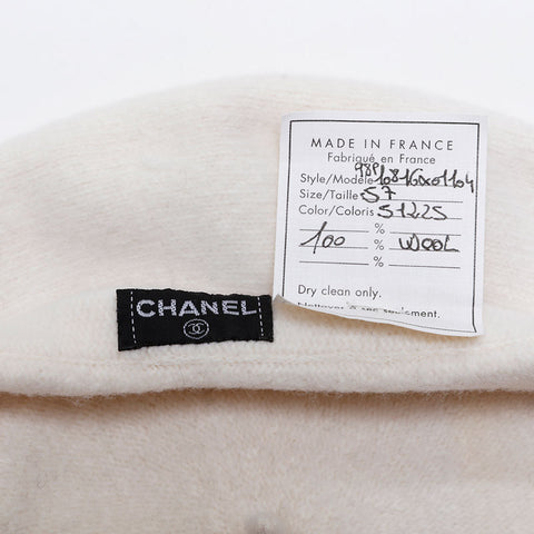 CHANEL COCO Mark 98P Wool 1998 beret Ivory WS21980