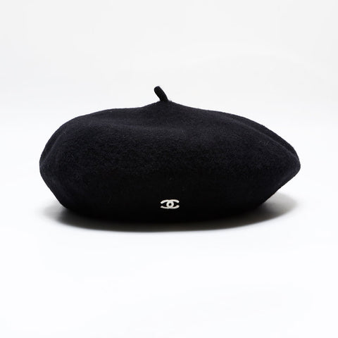 CHANEL COCO Mark 98P Wool 1998 beret black WS21981